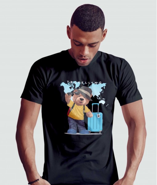 Мъжка тениска с щампа Мечета Traveling bear
